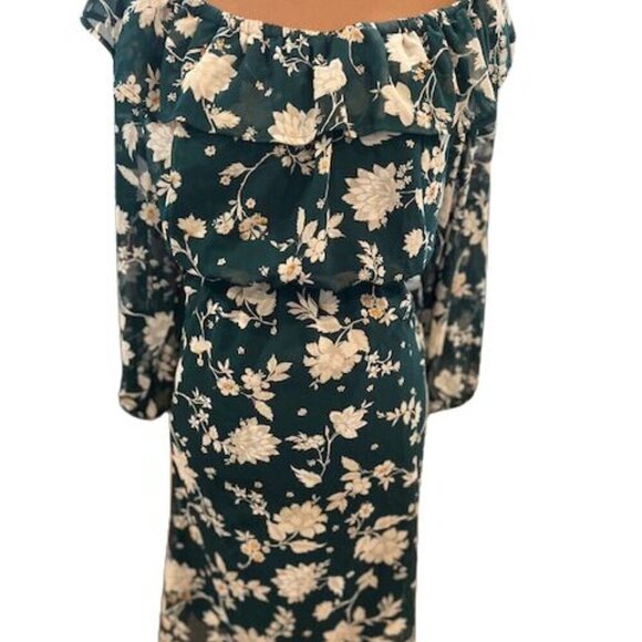 Torrid Scoop Neck Floral Midi Dress with Cinched Waist in Green – Size 3X – NWOT - Picture 3 of 10